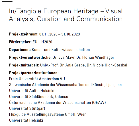 Forschungsprojekt In/Tangible European Heritage