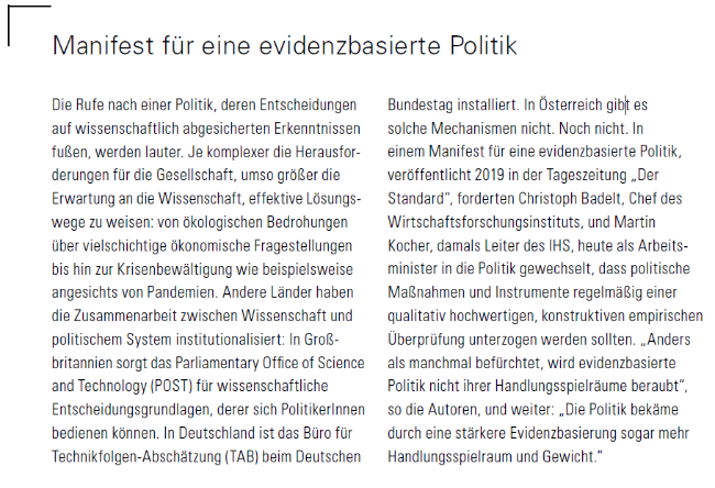 Manifest für eine evidenzbasierte Politik