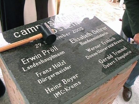 The campus expansion marked by the foundation stone (2003)