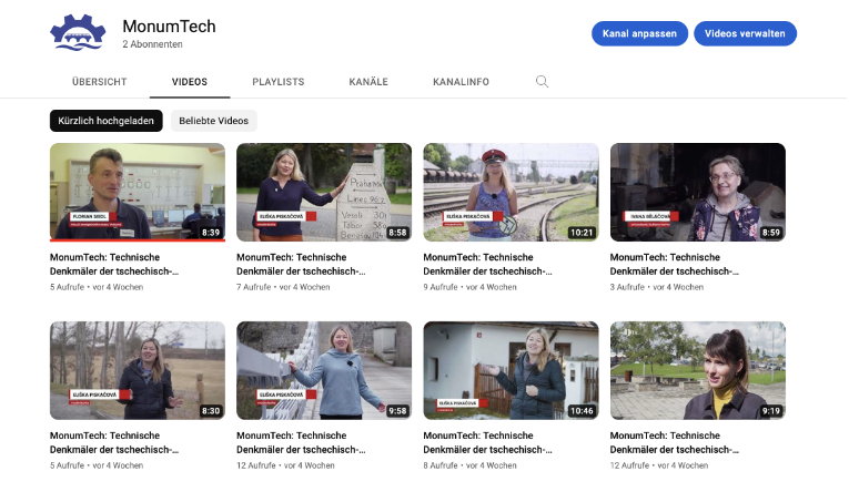 Screenshot YouTube-Kanal-Seite vo MonumTech