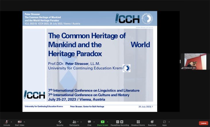 ZOOM-Screenshot of Peter Strasser's presentation