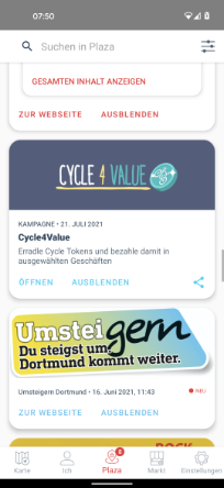 Screenshot der Cycle4Value App - Informationen