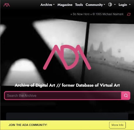 screenshot of the website ada