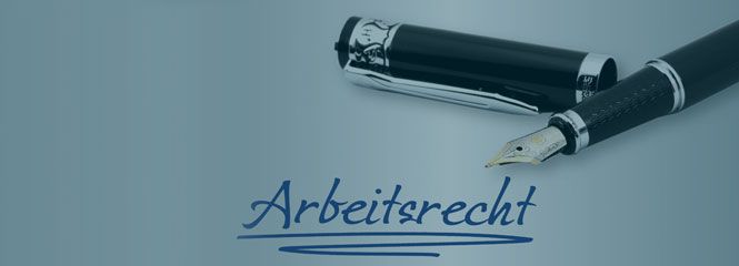 Imagebild des Weiterbildungsprogramms: Geöffnete Füllfeder zeigt auf den Schriftzug „Arbeitsrecht“