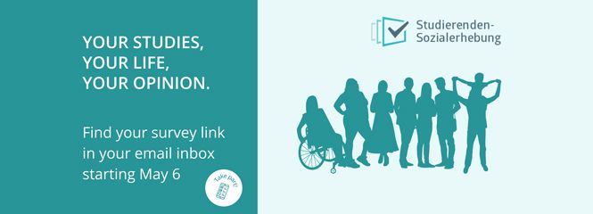 Subject image of the Student Social Survey 2025 with the text: Your studies, your life, your opinion. Find your survey link survey in your email inbox starting May 6.