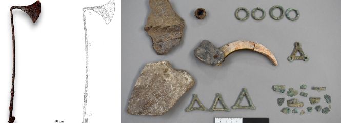 Ganzmetall-Ritualbeil und Amulettensemble aus einem frühlatènezeitlichen Grab in Walpersdorf 