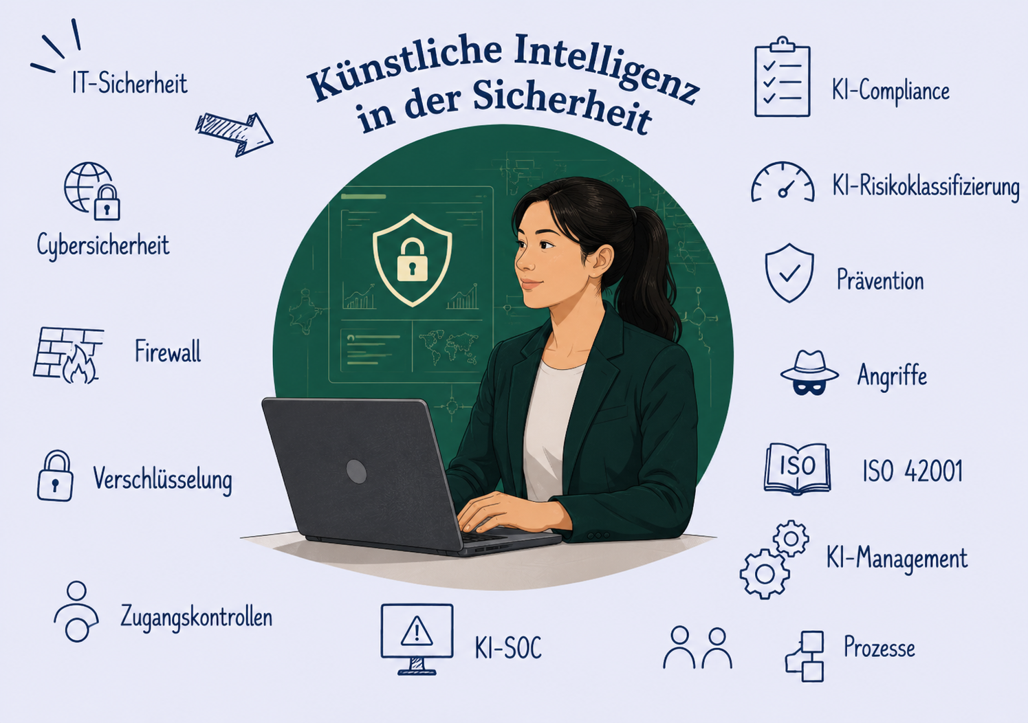 Exemplarisches Berufsprofil sowie ausgewählte Themen der Spezialisierung KI in der Sicherheit.