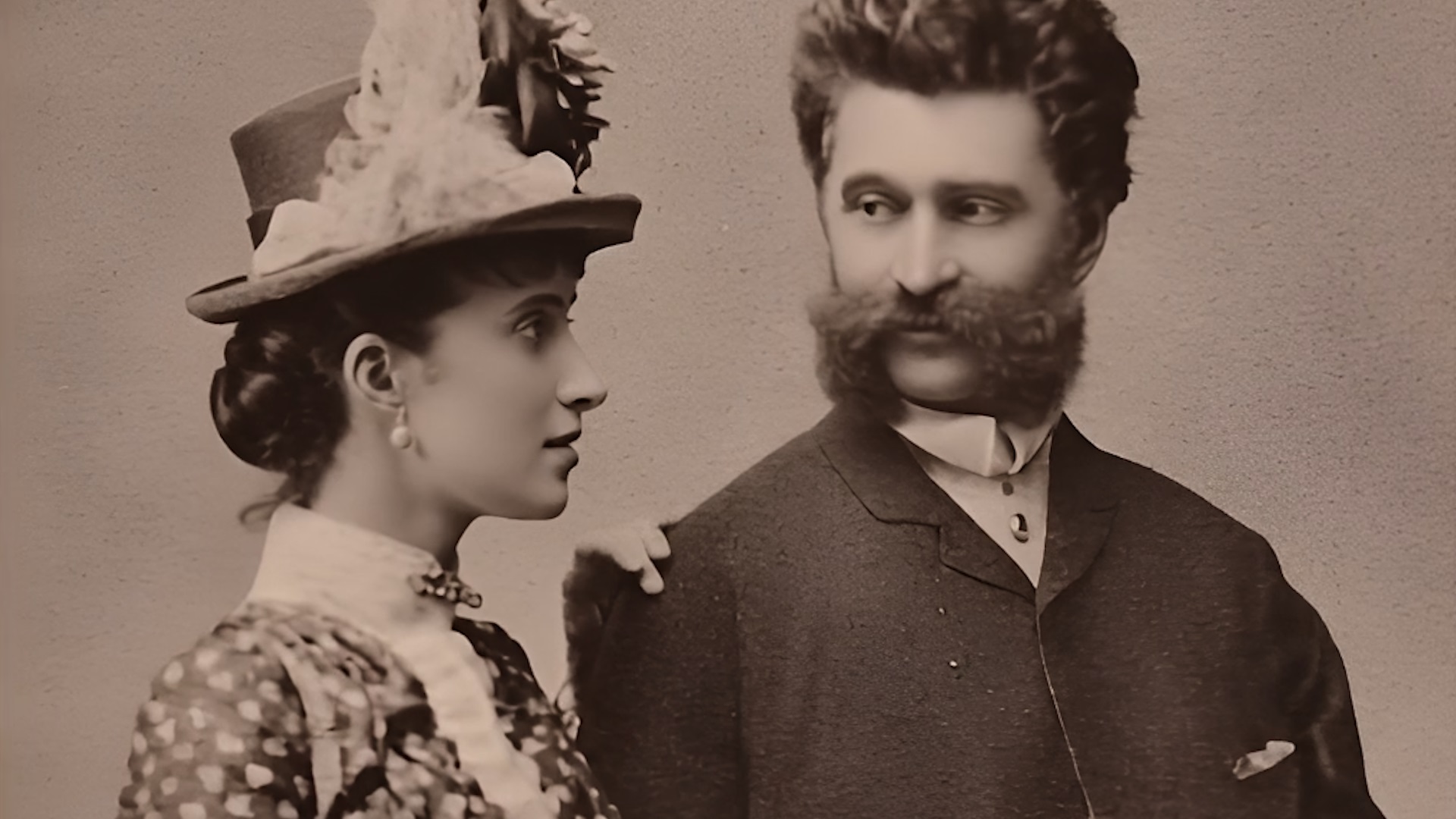 Johann Strauss Sohn mit seiner dritten Ehefrau Adele Strauss