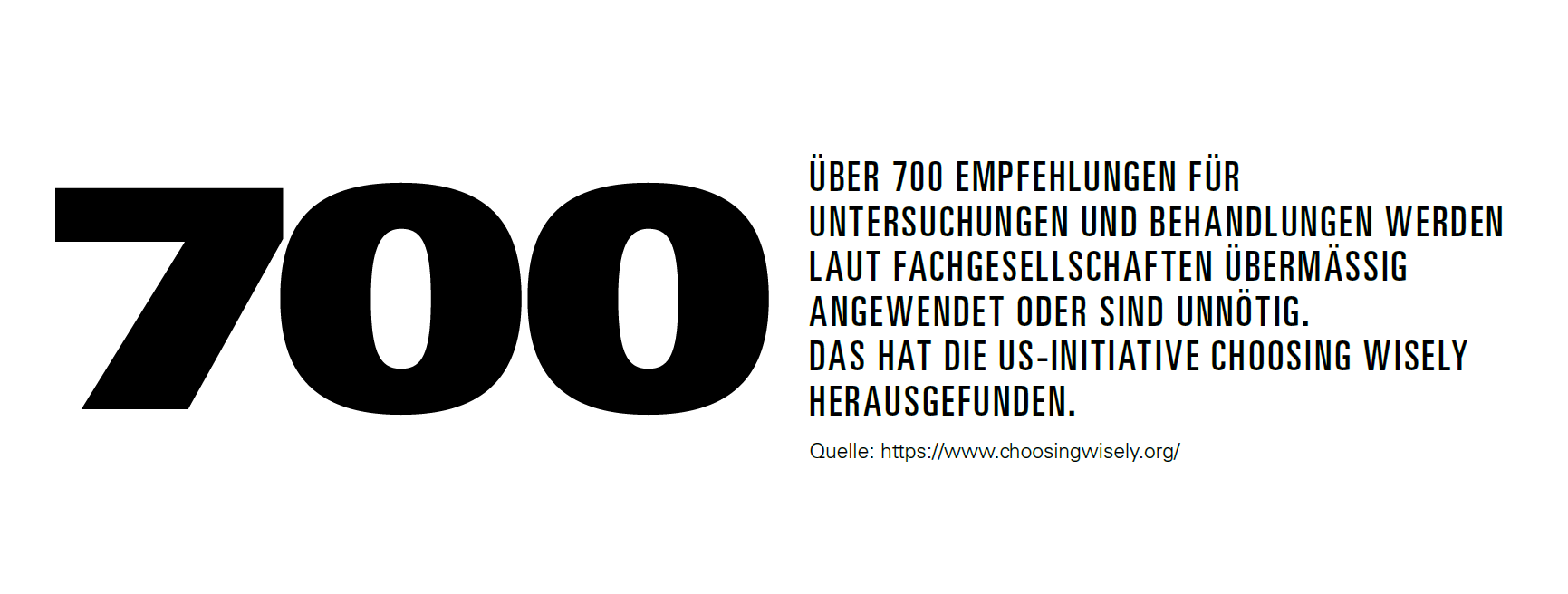 ÜBER 700 EMPFEHLUNGEN FÜR UNTERSUCHUNGEN UND BEHANDLUNGEN WERDEN LAUT FACHGESELLSCHAFTEN ÜBERMÄSSIG ANGEWENDET ODER SIND UNNÖTIG. DAS HAT DIE US-INITIATIVE CHOOSING WISELY HERAUSGEFUNDEN.