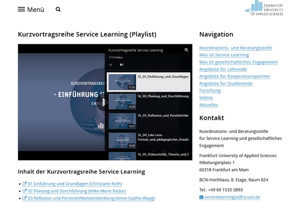 Service Learning Kurzvortragsreihe