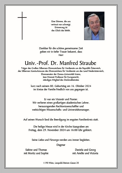 Parte Univ.-Prof. Dr. Manfred Straube