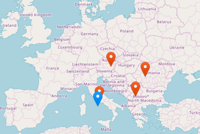 map of the project partner countries