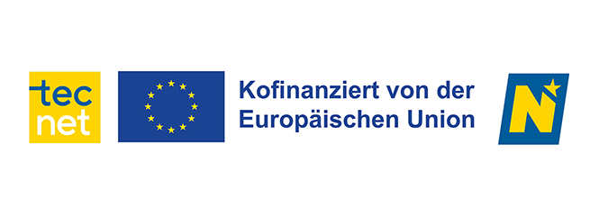 Logo-Leiste tecnet, Europa, Kofinanziert von der Europäishen Union, Land Niederöstererich