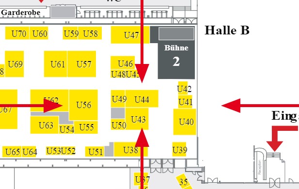 Ausschnitt des Messeplans wo der Stand U44 zu sehen ist