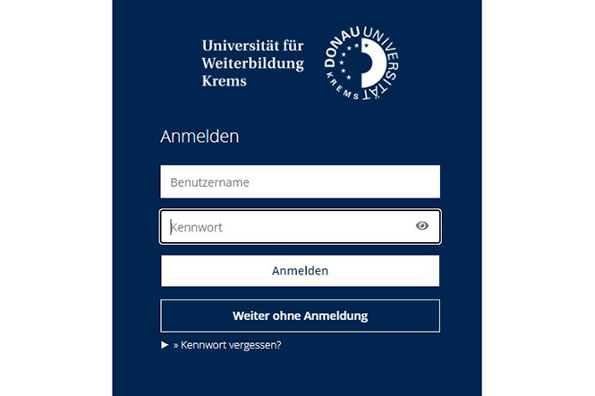 Screenshot Login-Maske UWKonline