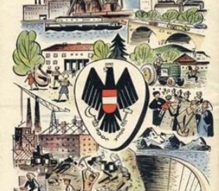 „Der Weg zum Staats-vertrag“, Illustration aus der Zeitschrift „Freundschaft“ (1955)