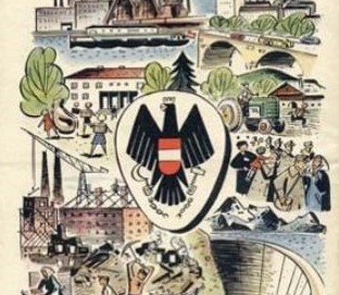 „Der Weg zum Staats-vertrag“, Illustration aus der Zeitschrift „Freundschaft“ (1955)