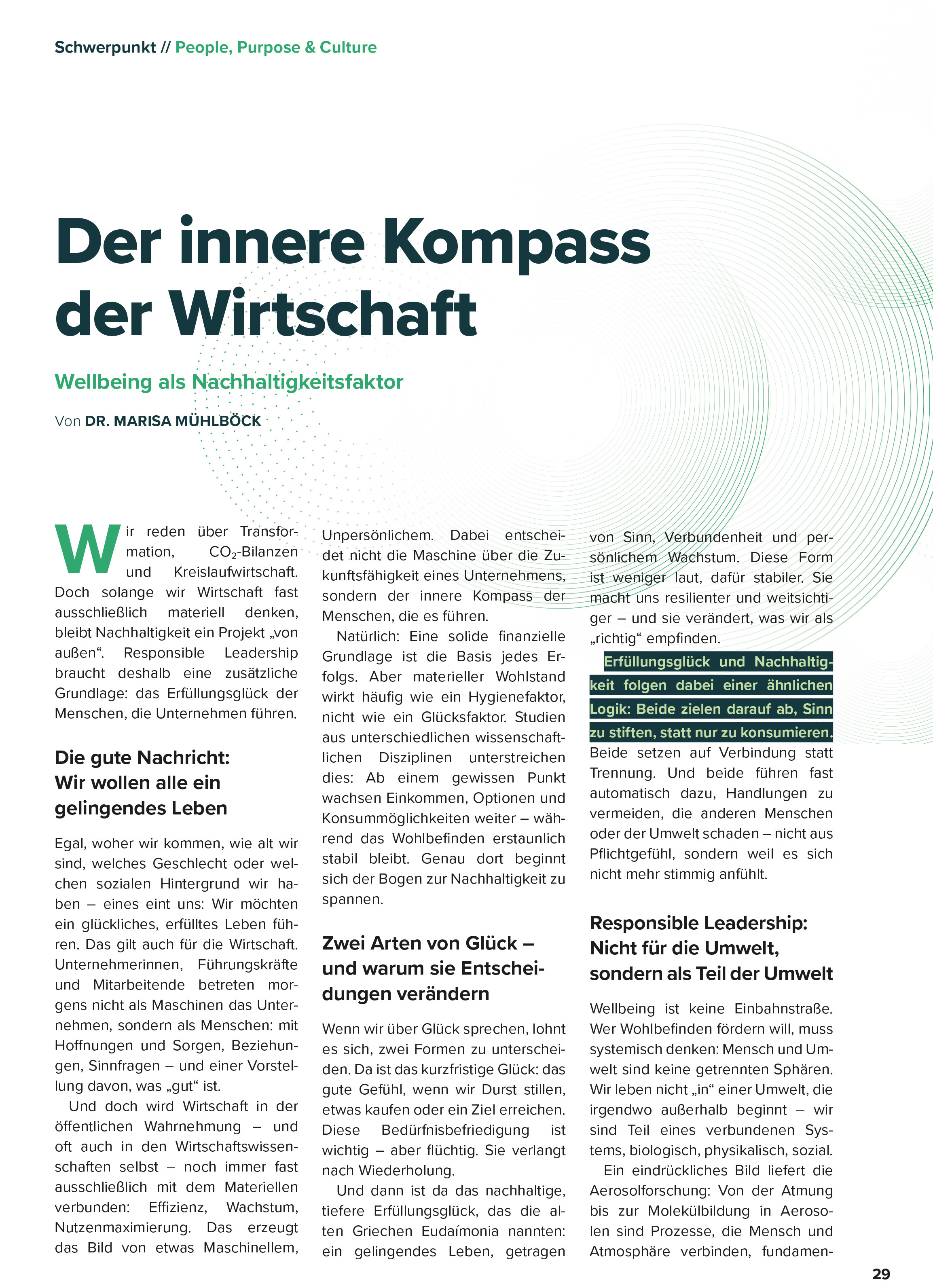 Der innere Kompass der Wirtschaft von Dr. Marisa Mühlböck