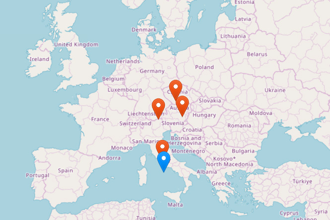 map of the project partner countries