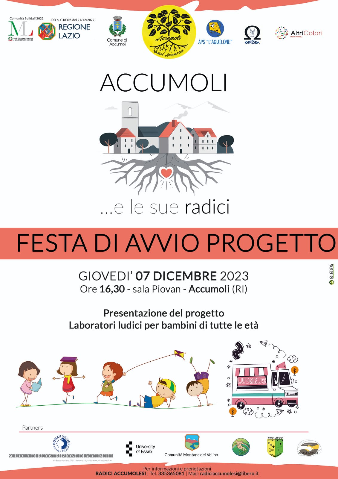 Offizielles Veranstaltungsplakat zur Projektstartsitzung des Projekts „Accumoli e le sue radici“